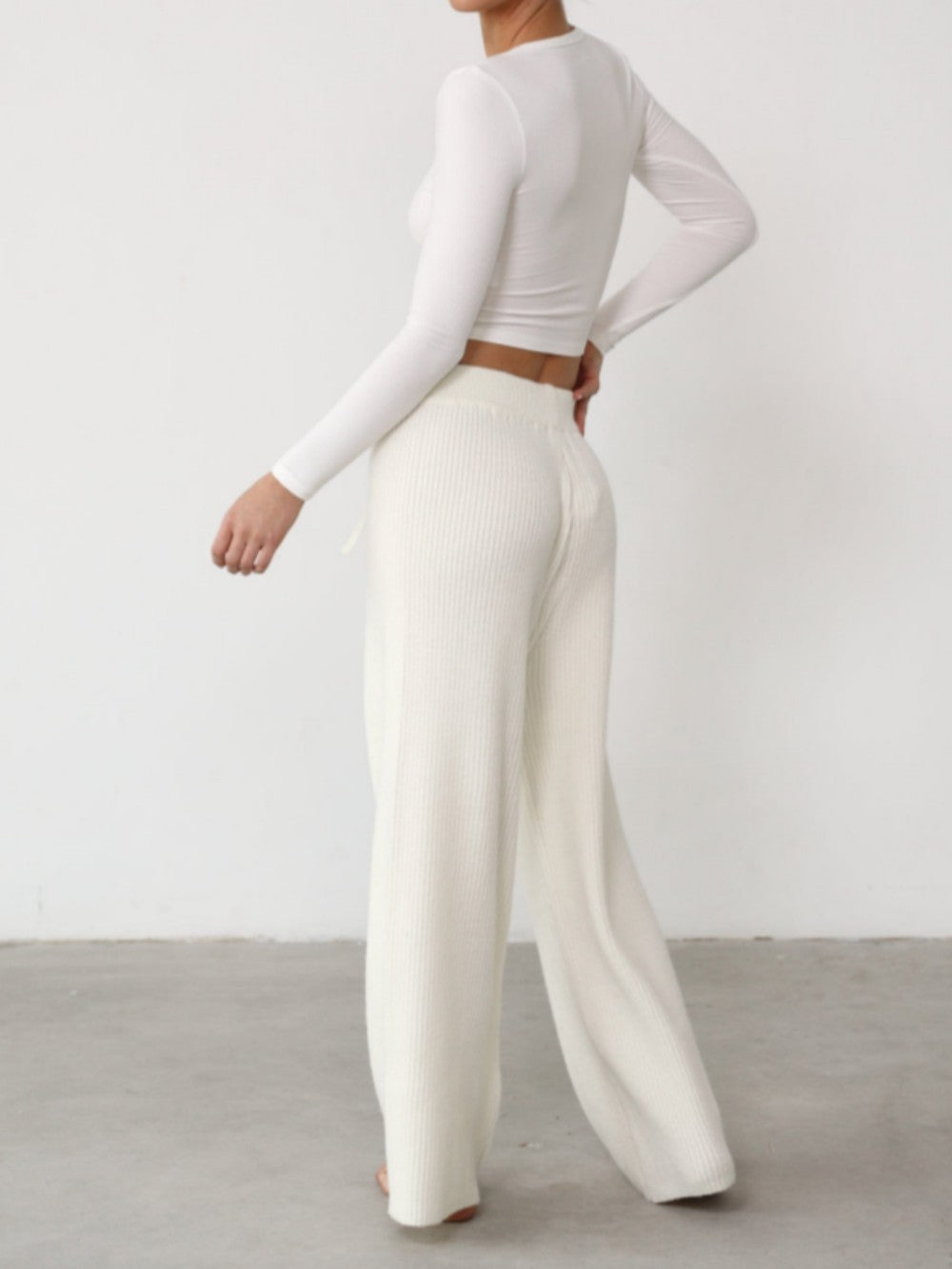 Pantalón ancho de punto térmico orgánico