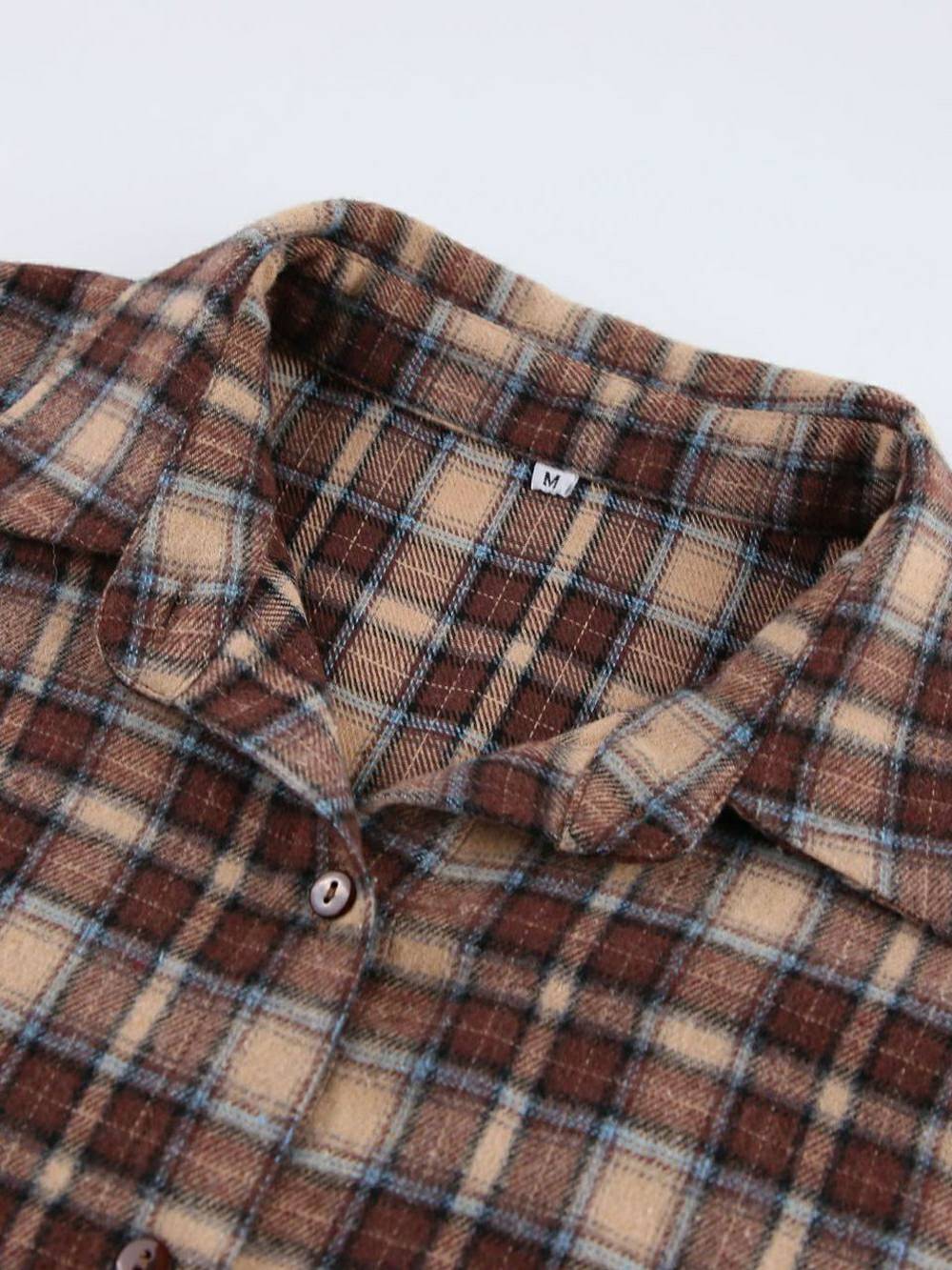 Camisas a cuadros Vintage para mujer, blusa holgada de guingán para mujer,