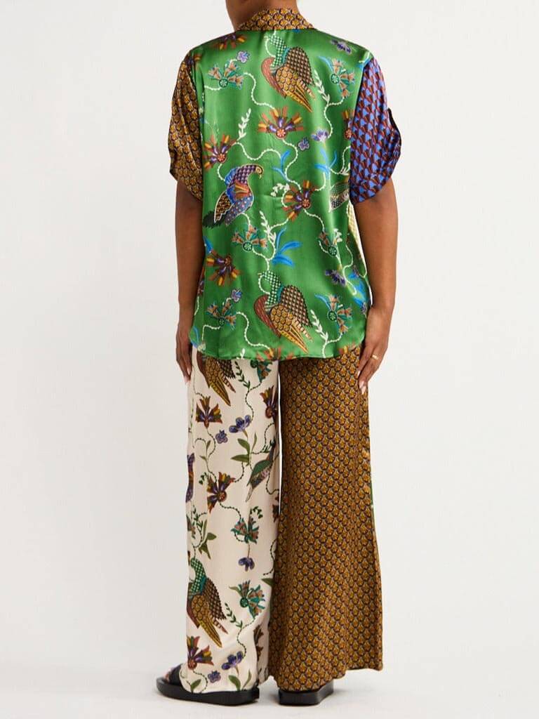 Conjunto de pantalones de pierna ancha sueltos con estampado folk especial