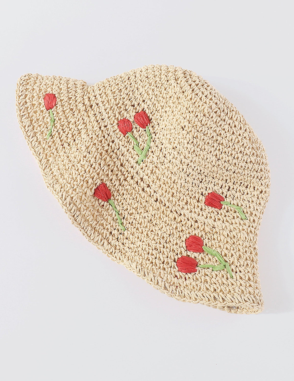 Sombrero tipo cubo tejido con flores