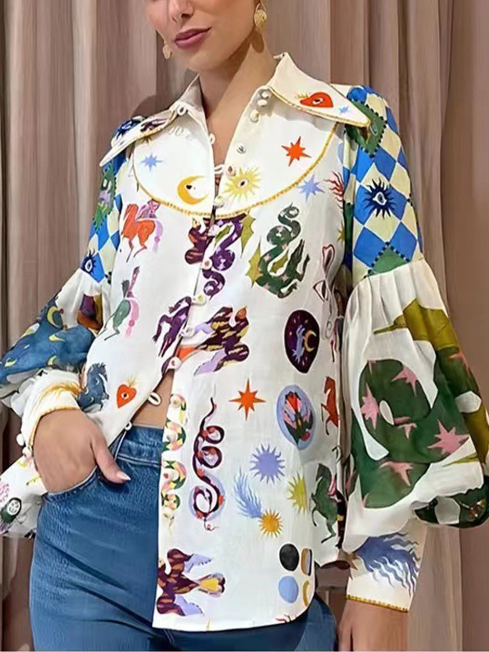 Camisa elegante con mangas globo