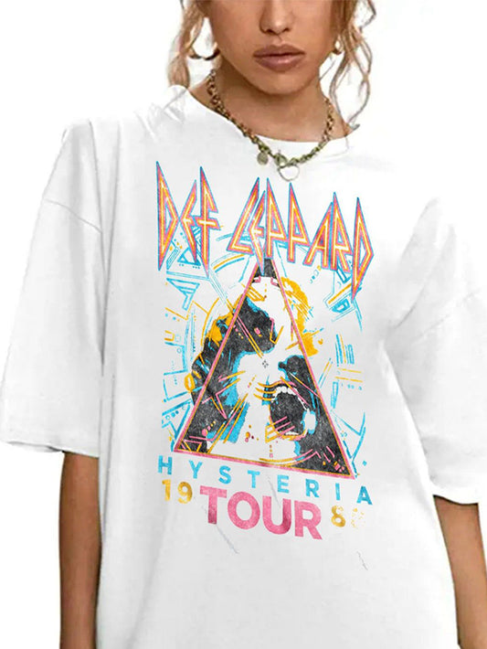 Camiseta casual estampada con cuello redondo