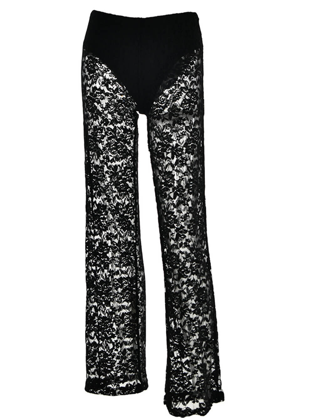 Pantalones rectos de encaje de longitud alta