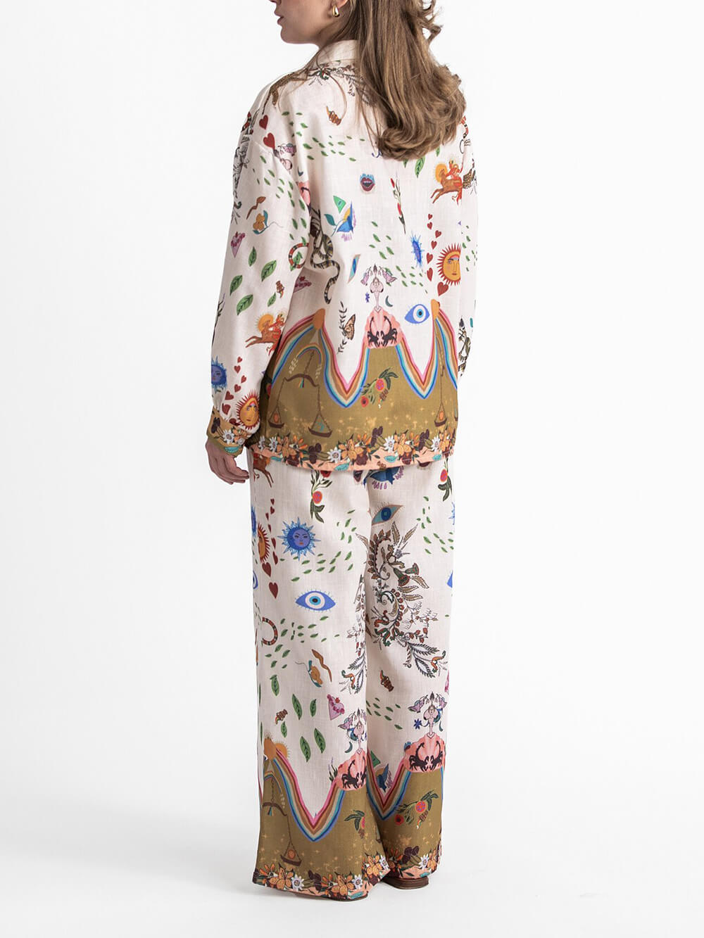 Características Conjunto De Pantalones Con Cintura Elástica Suelta Y Estampado Étnico