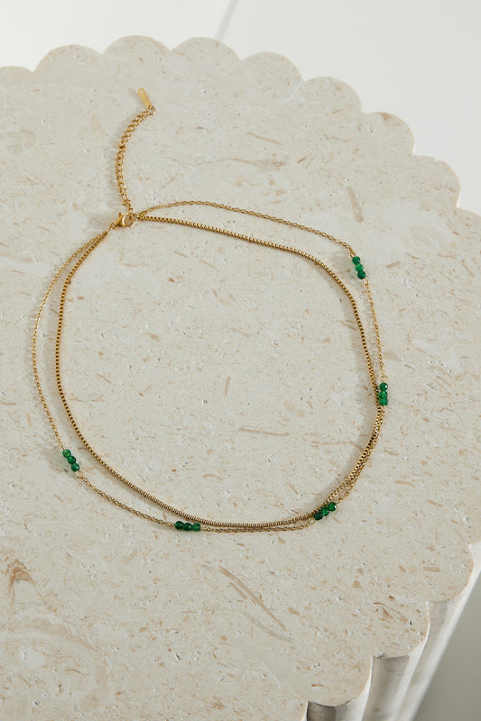 Collar Touch Verde Chapado En Oro 18k Oro