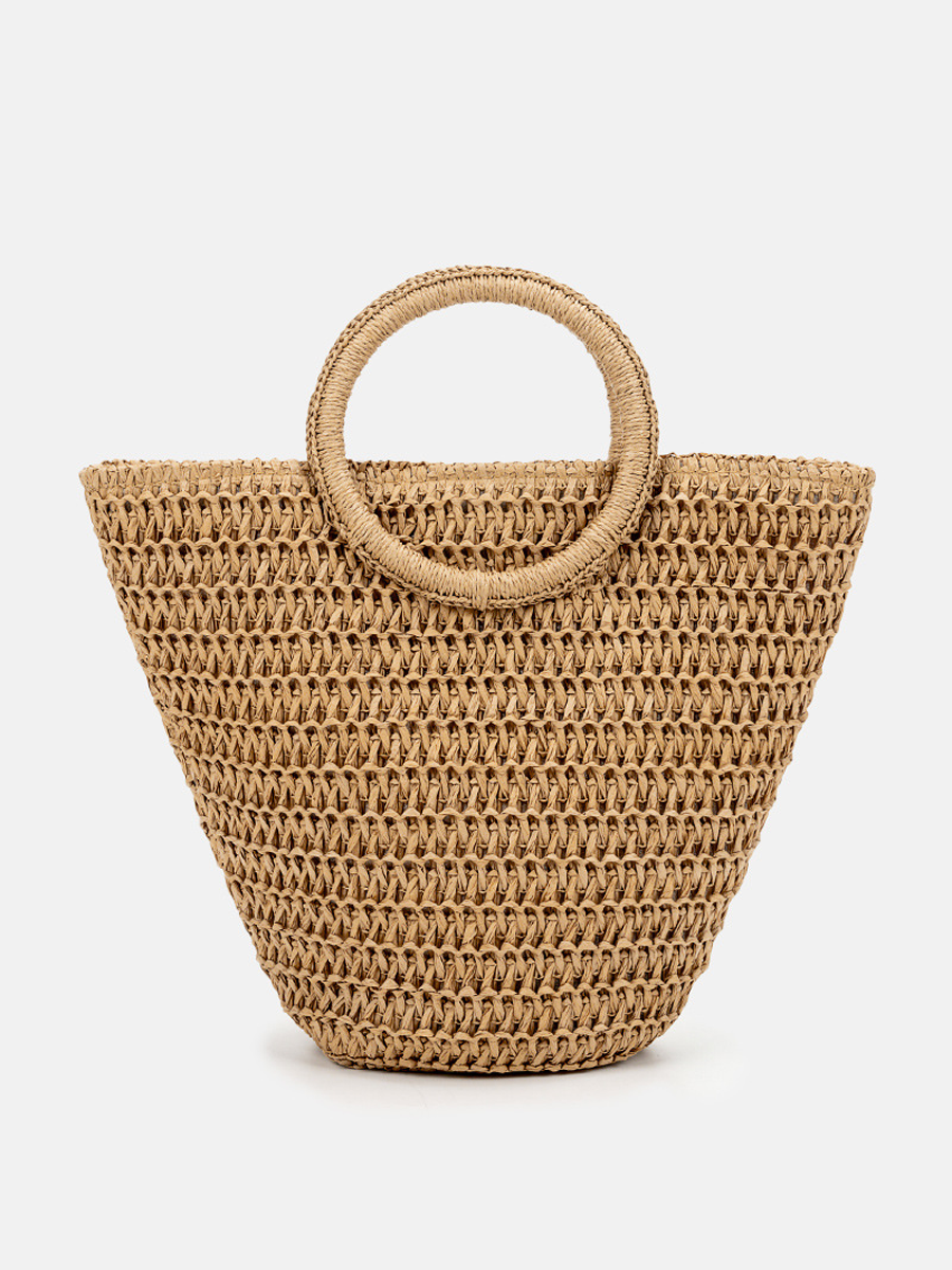 Bolso de hombro para mujer color blanco roto bolso de mano de paja gran capacidad bolso tejido