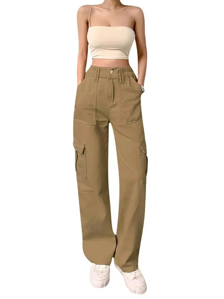 Pantalones cargo ajustados de cintura alta