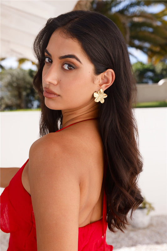 Pendientes Flor Favorita Bañados En Oro 18k Oro