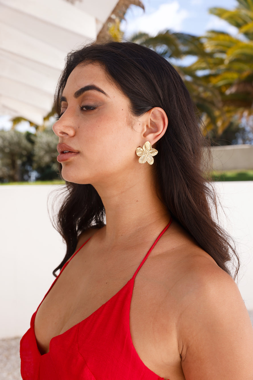 Pendientes Flor Favorita Bañados En Oro 18k Oro