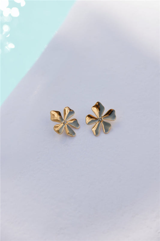 Pendientes Flor De Isla Bañados En Oro 18k Oro