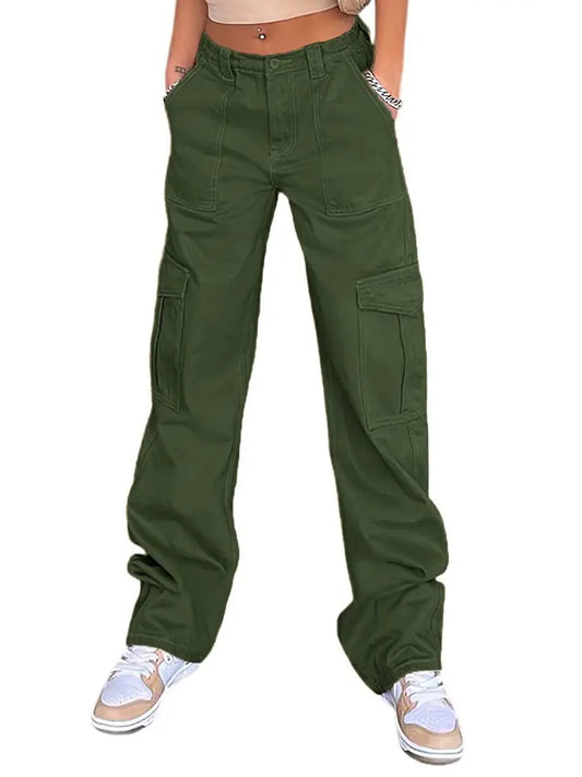 Pantalones cargo ajustados de cintura alta