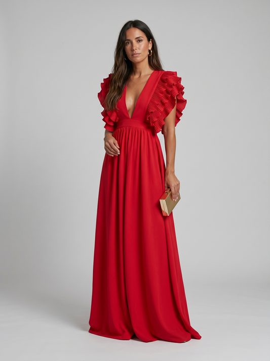 Teresa | Abito lungo elegante con scollo a V
