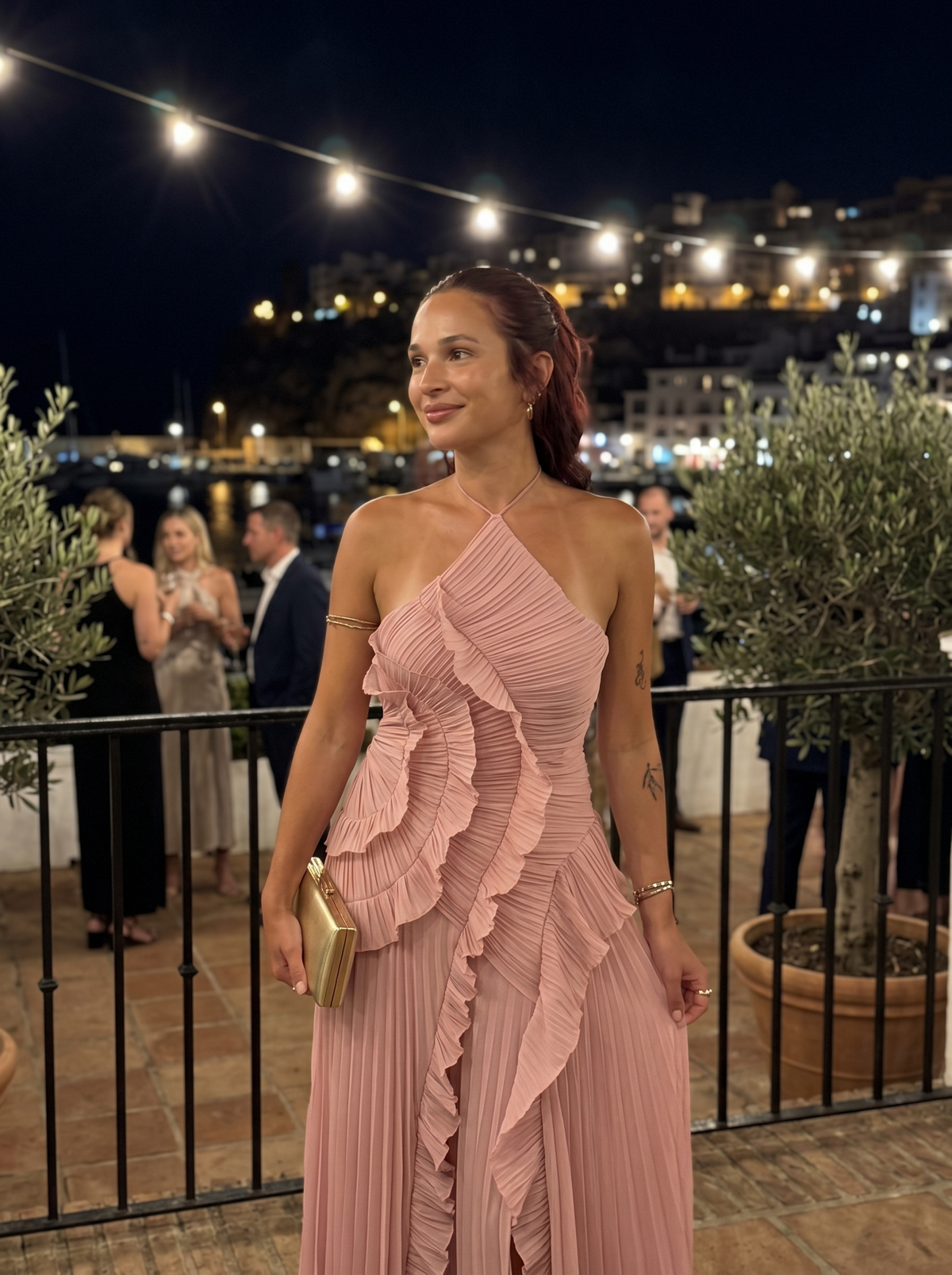 Ariadna | Vestito lungo plissettato con balze