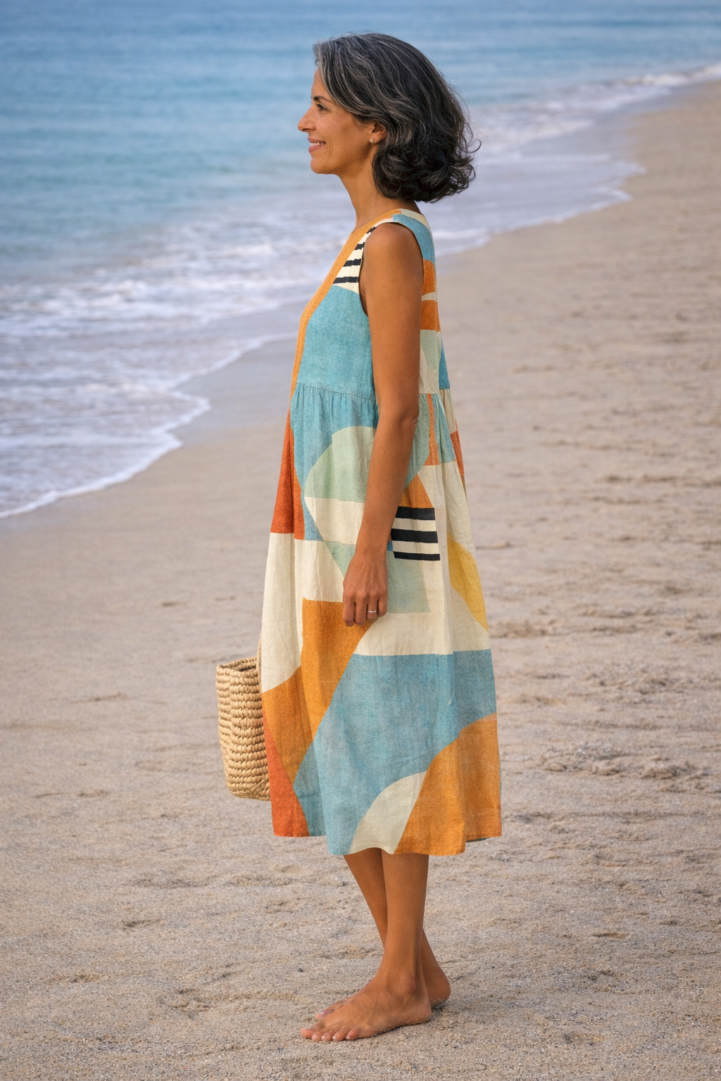 Iris | Vestido Midi Geométrico de Estilo Moderno