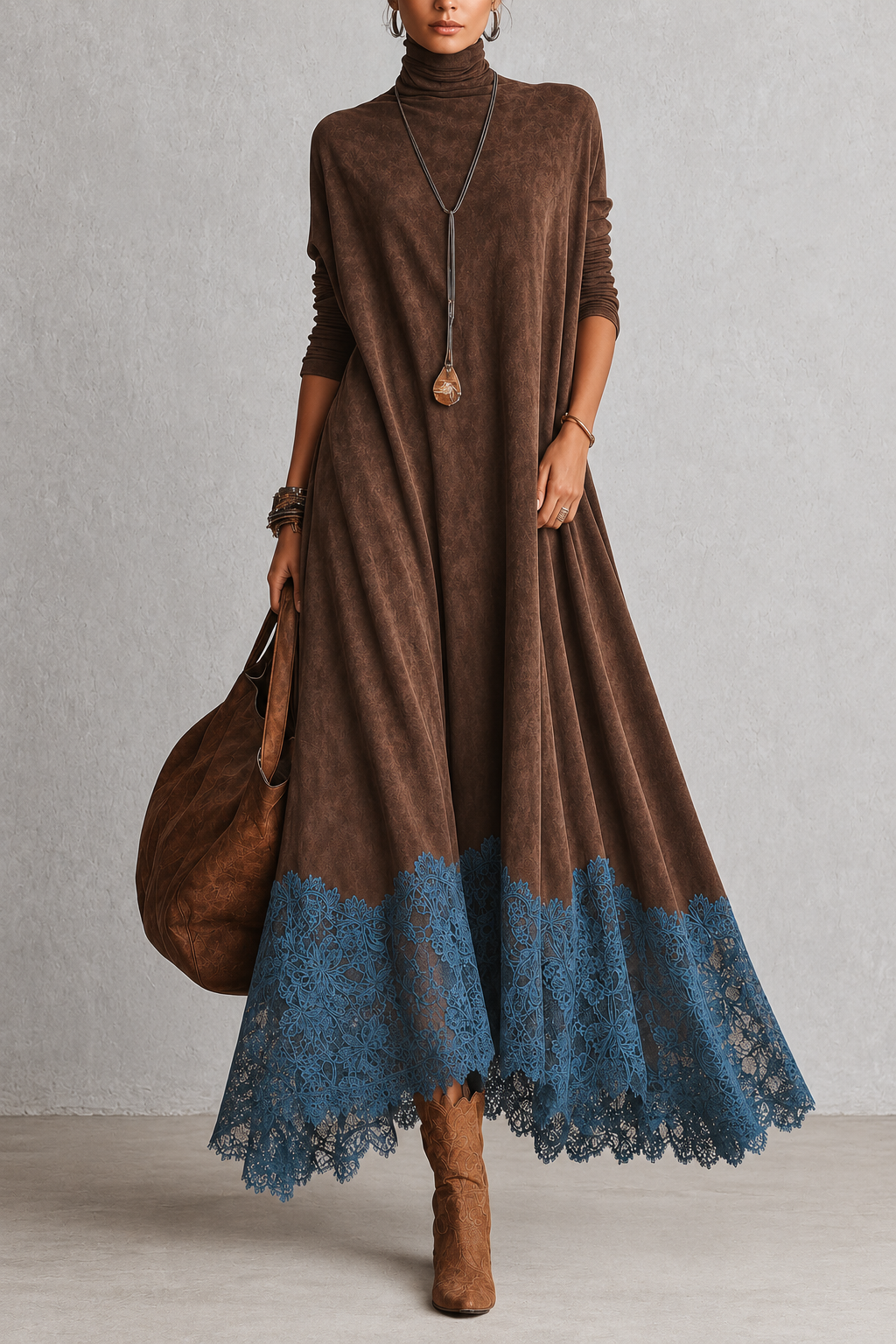 Antonella | Vestido largo vintage efecto ante
