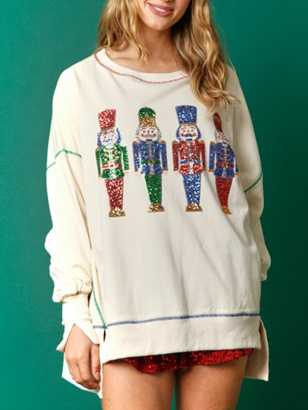 Sudadera de rizo francés con lentejuelas y cascanueces