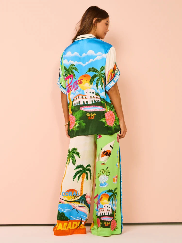 Conjunto de pantalones de pierna ancha con estampado suelto de Afternoon Sun