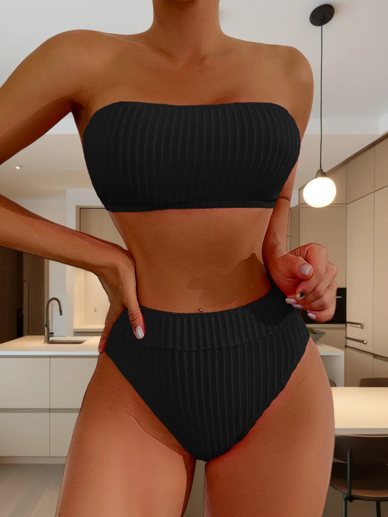 Bikini Elegante de Cintura Alta para Mujer