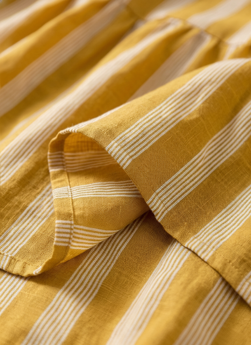 Camisa de lino con cuello mao y rayas