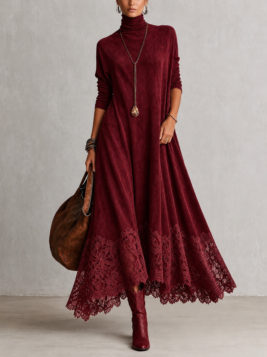 Antonella | Vestido largo vintage efecto ante