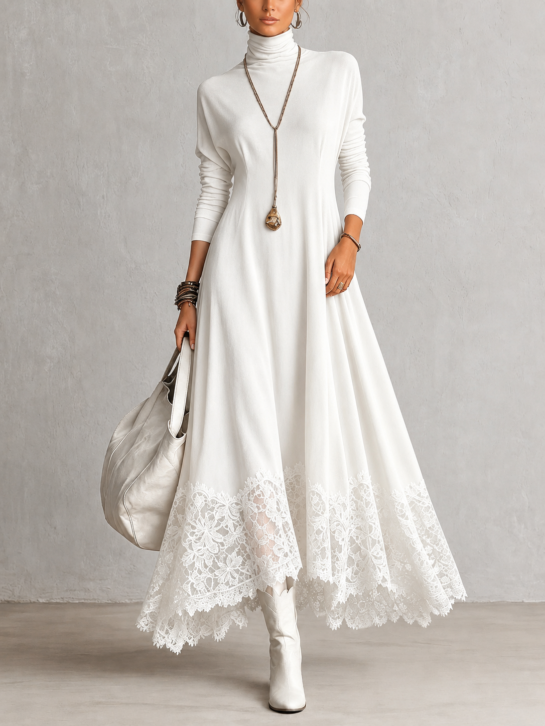 Antonella | Vestido largo vintage efecto ante