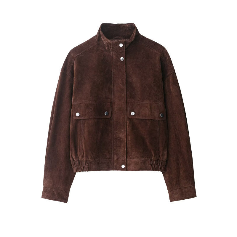Cazadora bomber corta efecto ante