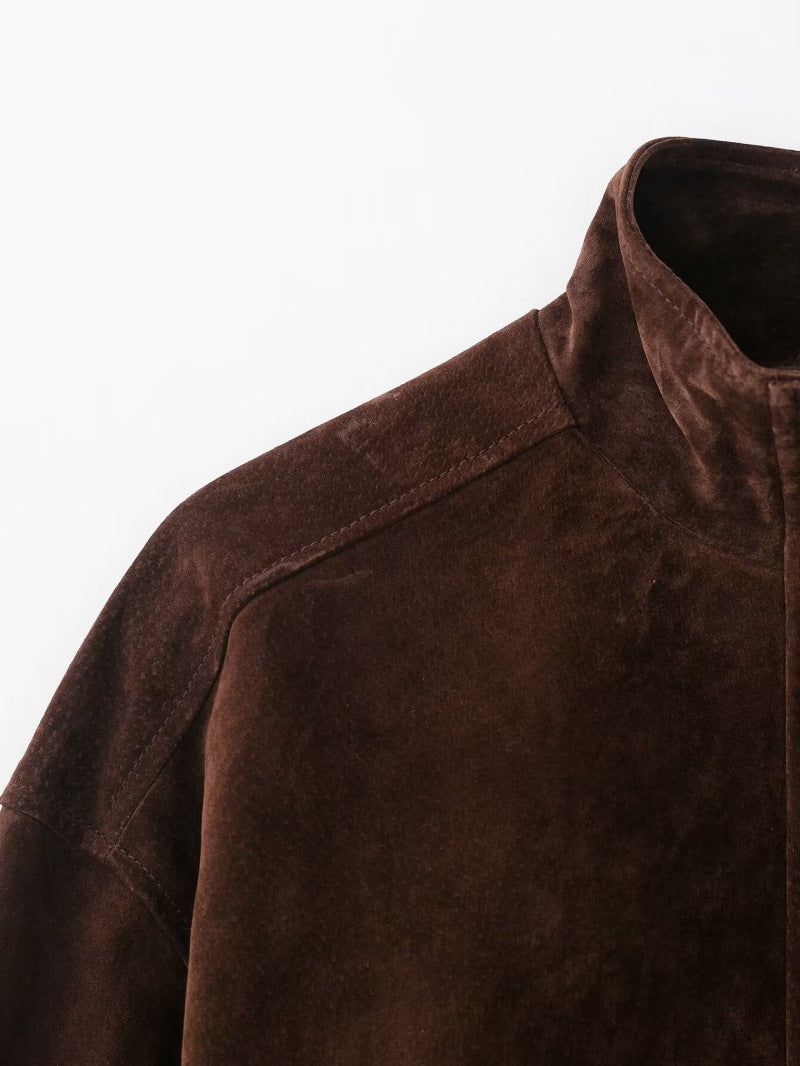 Cazadora bomber corta efecto ante
