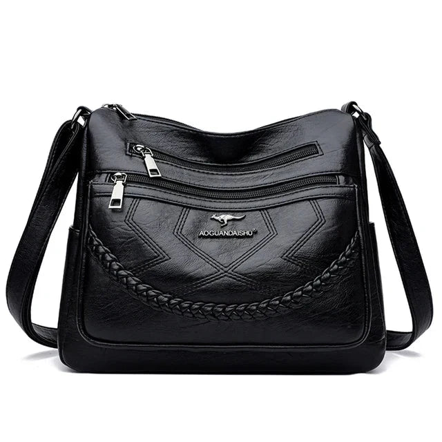 Bolso Bandolera de Piel Suave para Mujer con Compartimentos Internos