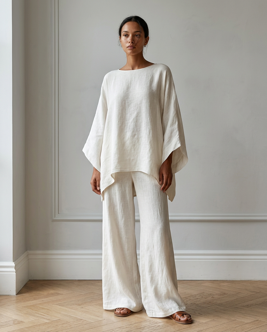 Conjunto Marta — Túnica Asimétrica y Pantalón Ancho