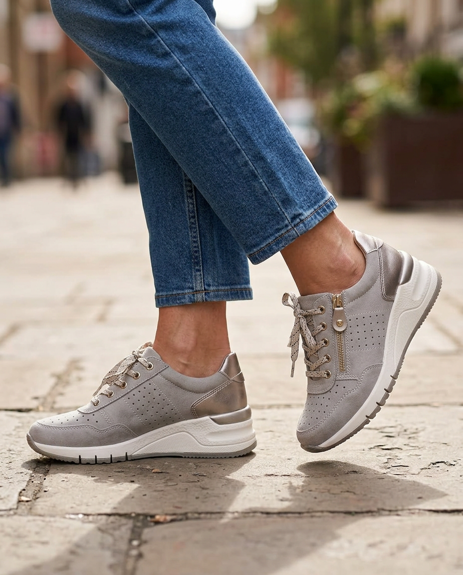 Zapatillas con cuña interna y cremallera