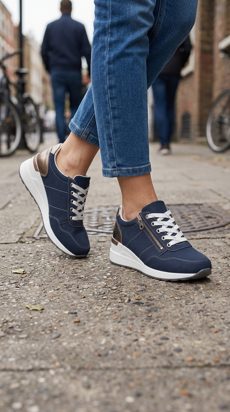 Zapatillas con cuña interna y cremallera