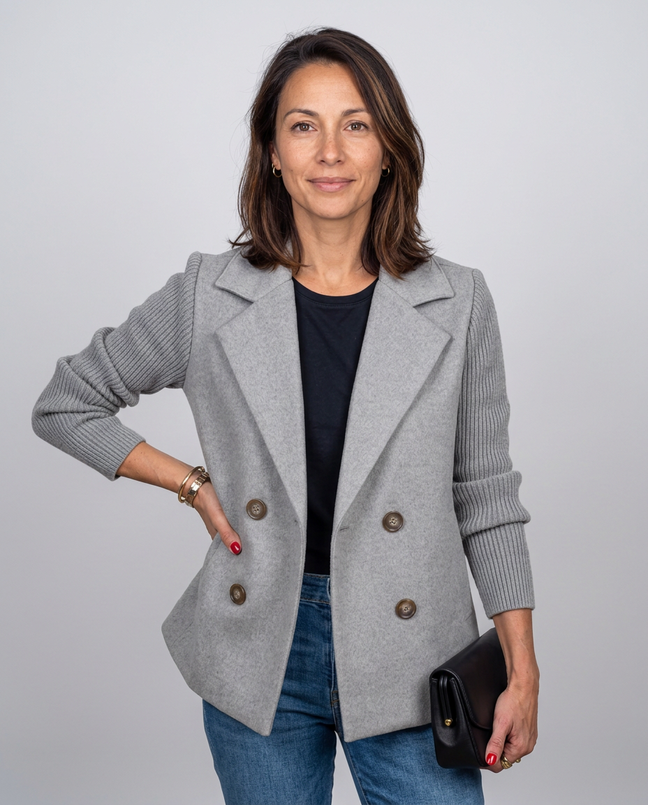 Chaqueta Cruzada Elena — Mangas de Punto