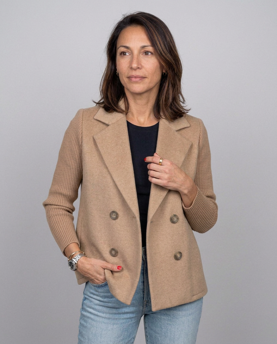 Chaqueta Cruzada Elena — Mangas de Punto