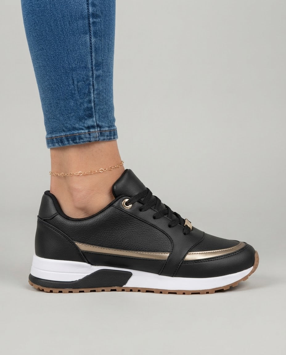 Zapatillas cómodas con perfil metalizado