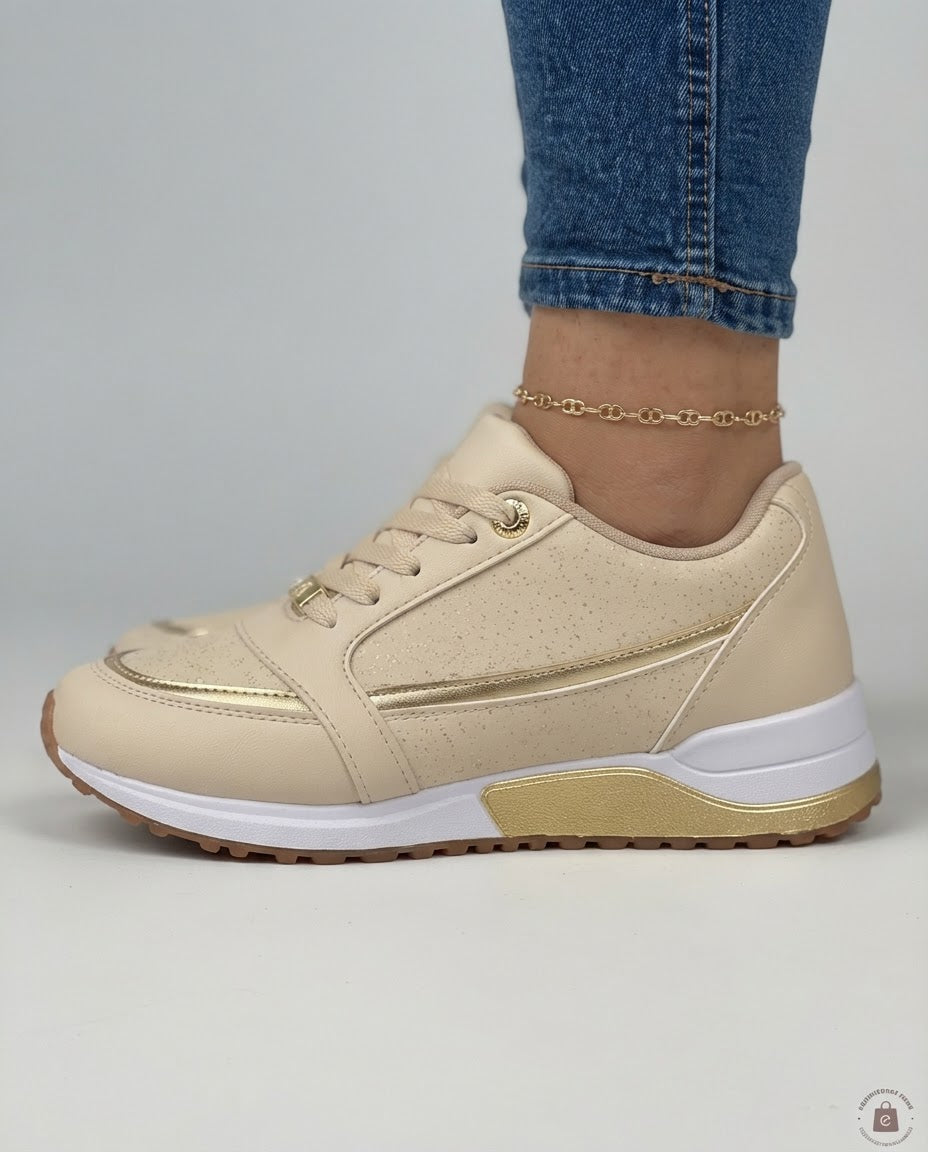 Zapatillas cómodas con perfil metalizado