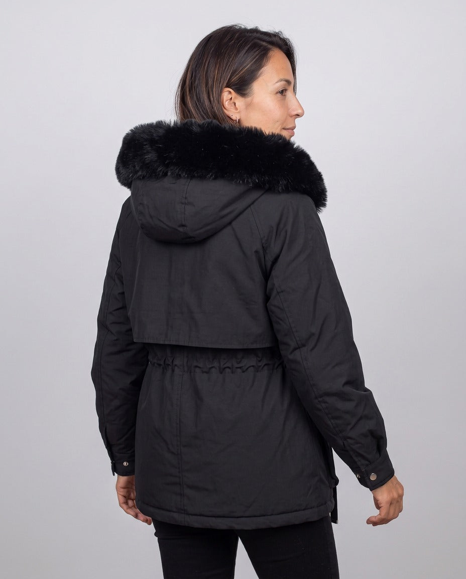 Parka Cervinia — Capucha de Pelo Sintético y Cordón en la Cintura