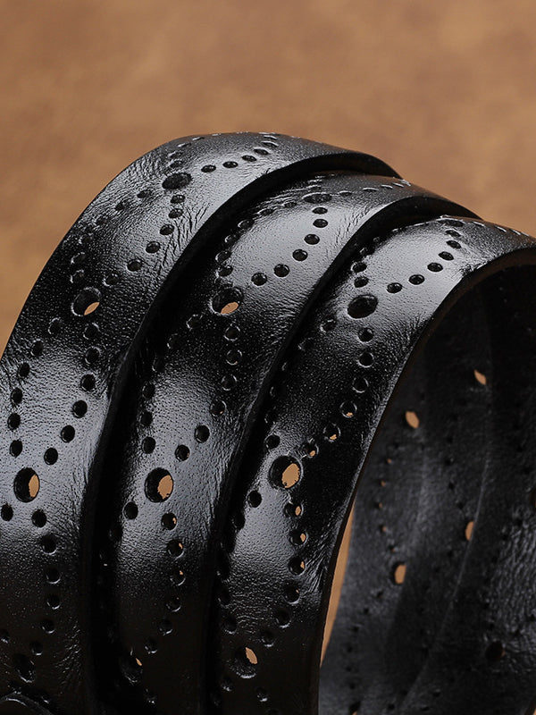 Cinturón de cuero sintético hueco de moda para mujer
