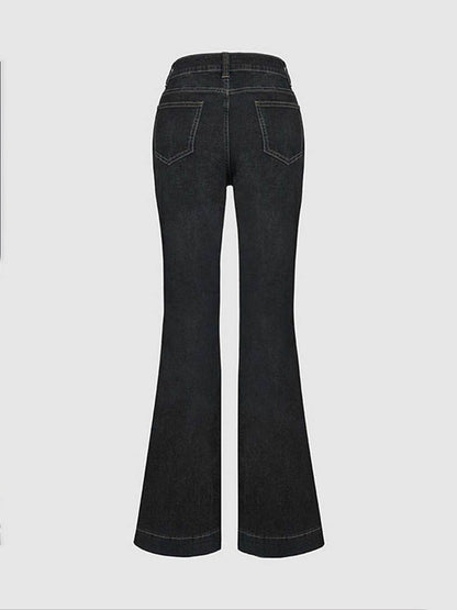 Elegantes jeans acampanados con patchwork de cintura alta