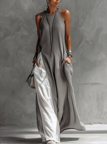 Maxi con bloques de color gris
