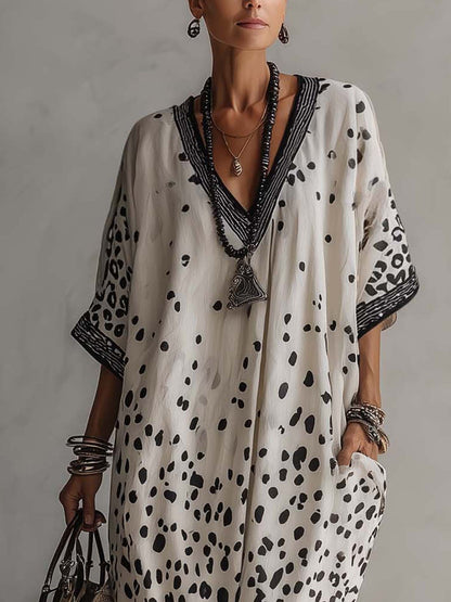 Vestido largo de gasa con estampado de leopardo degradado