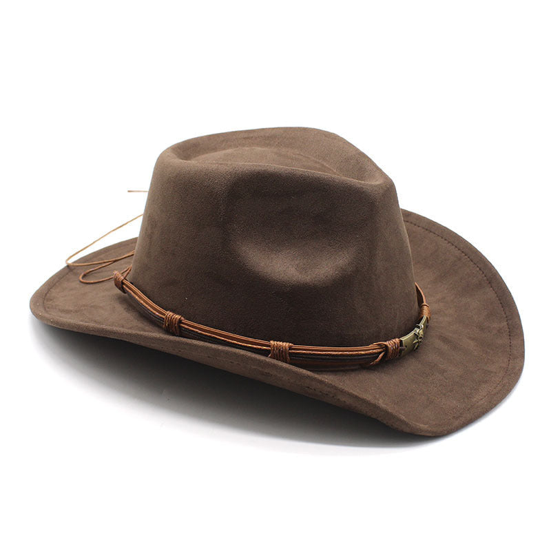 Sombrero vaquero occidental de ala rizada de ante