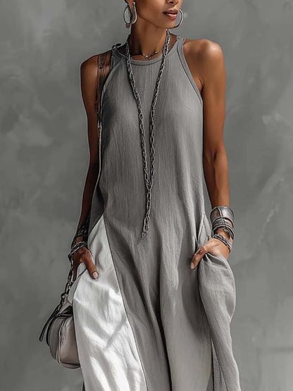 Maxi con bloques de color gris