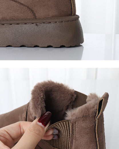 Botas de nieve de color uniforme con suela gruesa y robusta – calor, tracción y estilo en la nieve