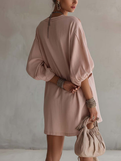 Vestido corto de lino bordado