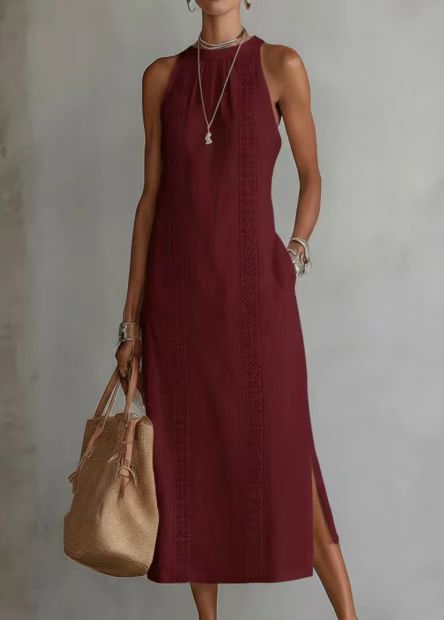 Vestido largo sin mangas de lino