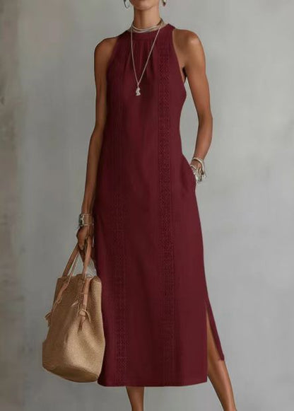 Vestido largo sin mangas de lino