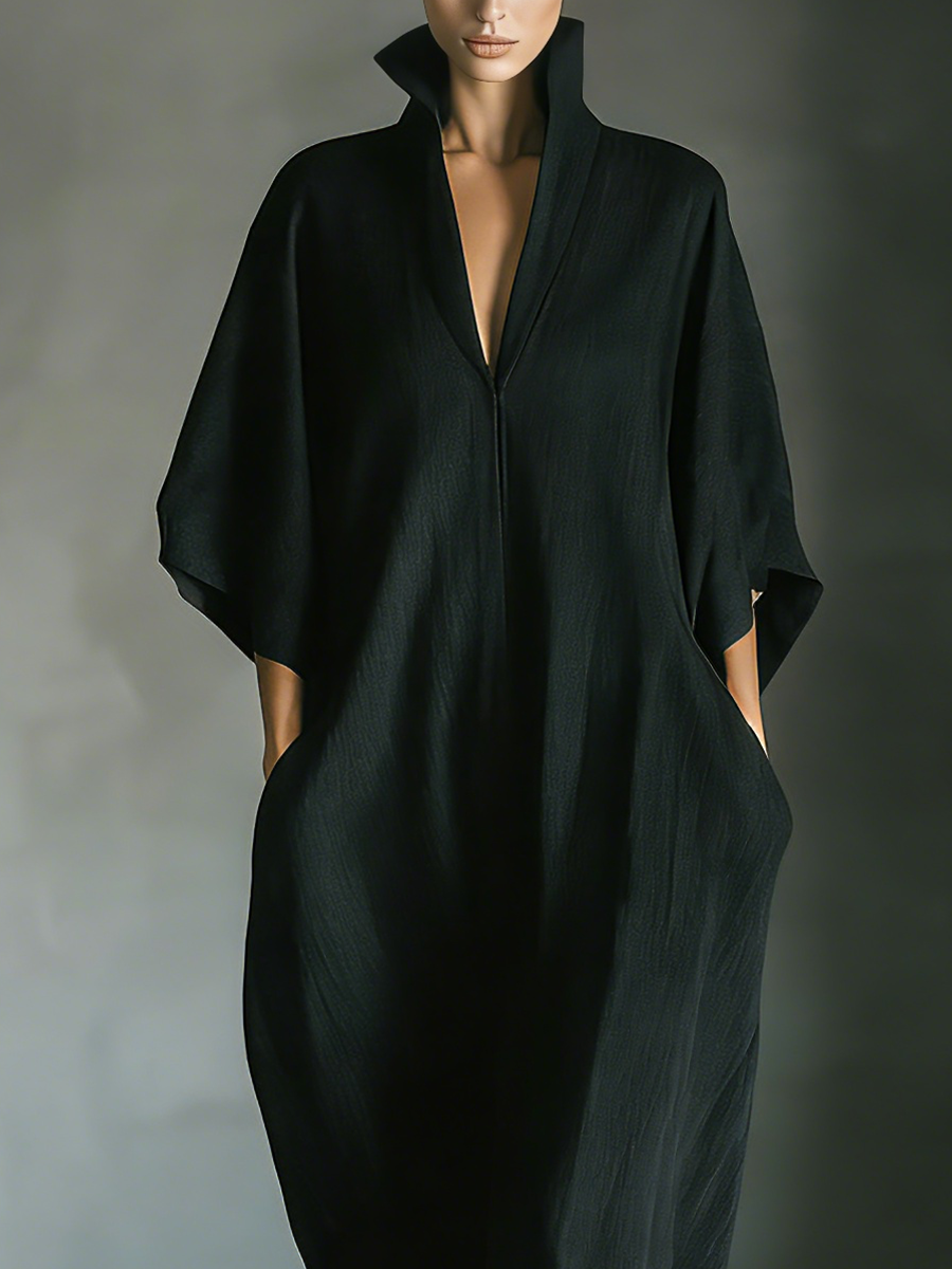 Vestido largo kimono de mezcla de algodón