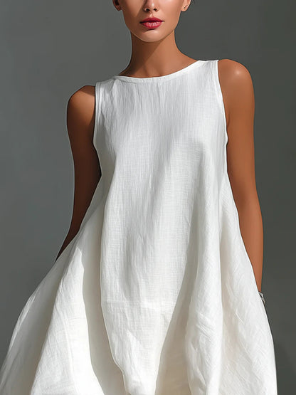 Vestido asimétrico de lino blanco