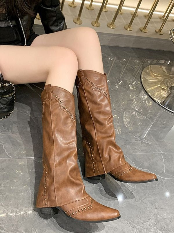 Botas altas de mujer con tachuelas botas altas