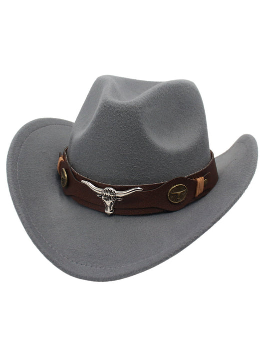 Sombrero vaquero decorativo con cabeza de toro occidental para vaquero y vaquera